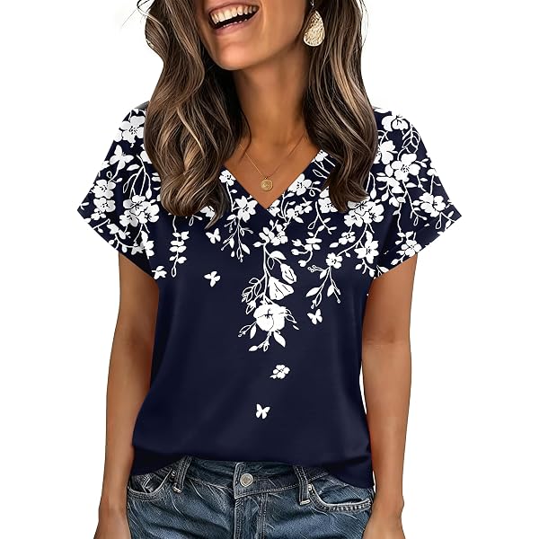 Wielsscca Women's Casual Short Sleeve T-Shirt - Loose Fit Tunic Top, Crew Neck, Summer Tee