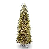 National Tree Company Artificial Pre-Lit Slim Christmas Tree, Green, Kingswood Fir, White Lights, Includes Stand, 6.5 Feet