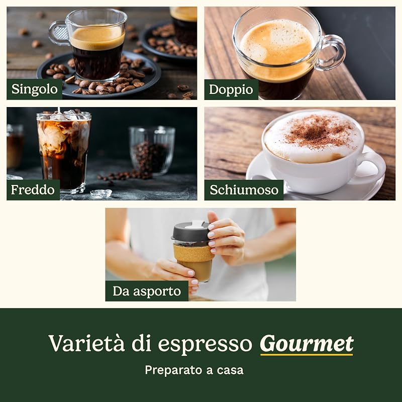 ® Macchina da Caffè Slim | Espresso, Americano, Cold Brew | Montalatte integrato | 15 Bar | Portafiltro senza fondo | Compatta | Tazze da viaggio | Serbatoio 1,5L