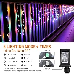 Toodour Icicle Chrismtas Lights Outdoor, 29.5ft 360