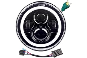 Eagle Lights 9100BP-897 7" LED Headlight with White Halo Ring for Harley Davidson and Indian Motorcycles - Generation I/Black Halo Kit/Add Single Bulb Adapter Harness (897)