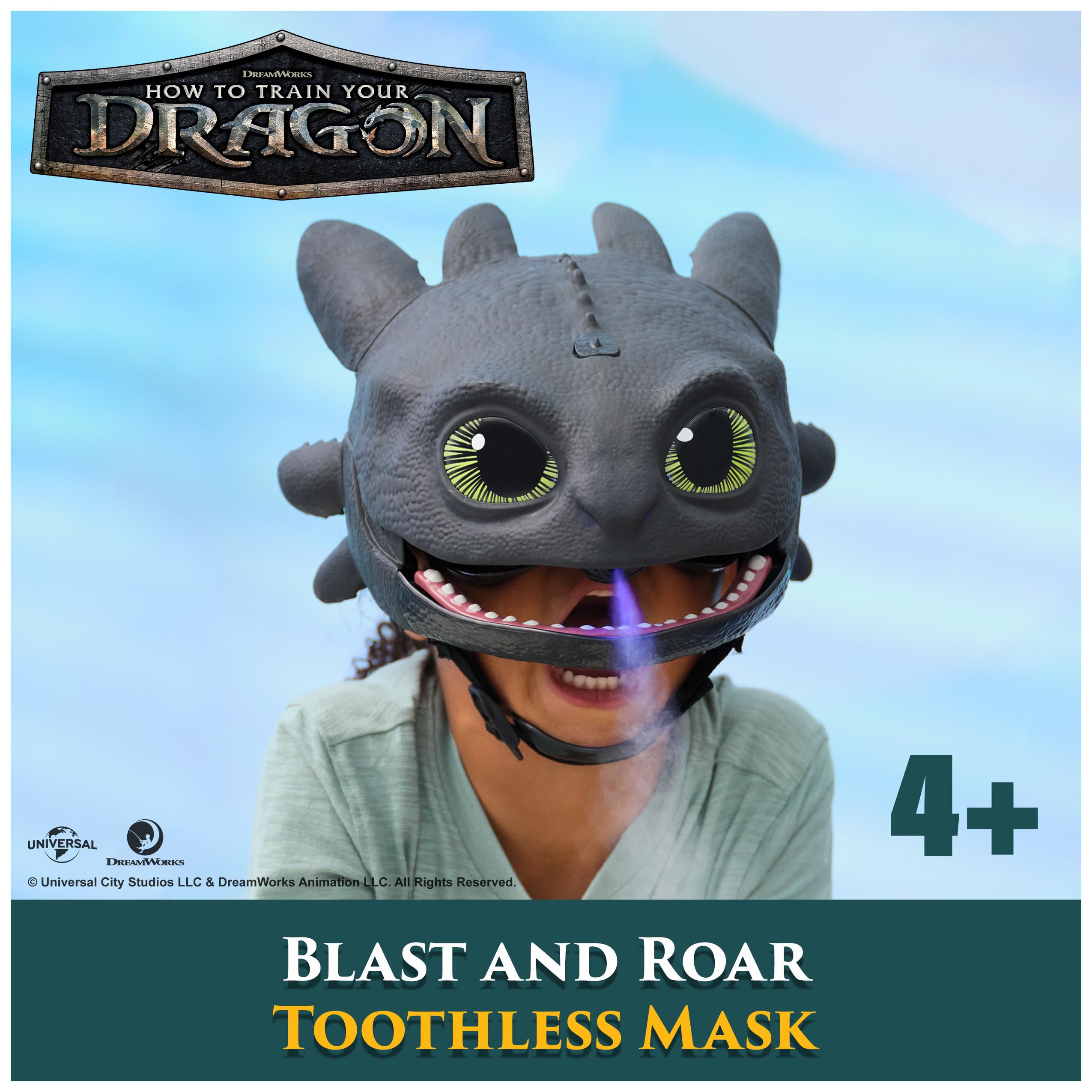 Dreamworks Dragons How To Train Your Dragon, Electronic Blast & Roar Toothless Mask, Kids Dress Up & Pretend Play Costumes for Boys & Girls Ages 4 & Up