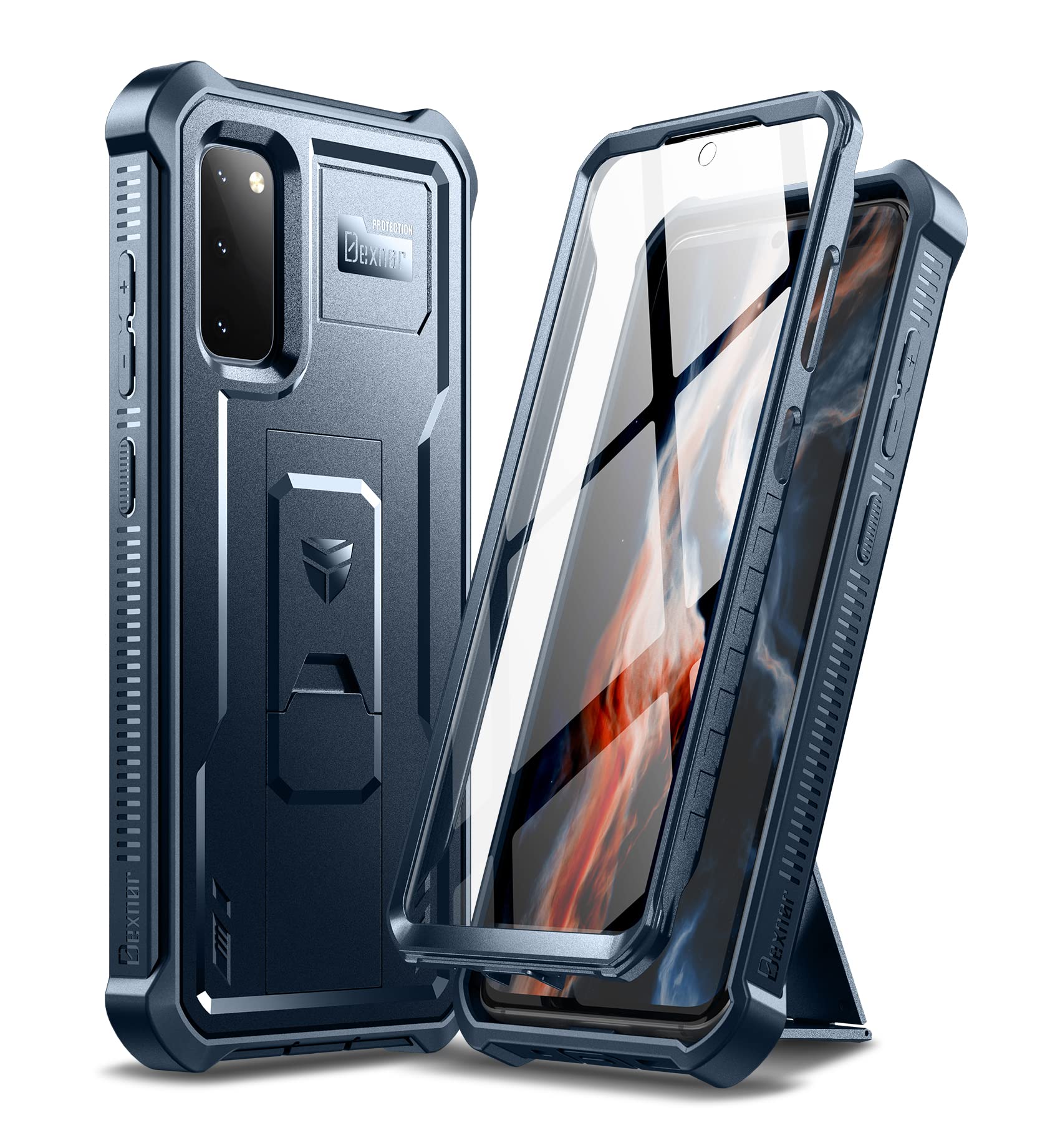 Dexnor for Samsung Galaxy S20 5G Case, [Built in Screen Protector and Kickstand] Heavy Duty Military Grade Protection Shockproof Protective Cover for Samsung Galaxy S20 5G,Navy Blue