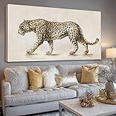 YETHEN WAL Minimalist Leopard Wall Art Neutral Jungle Animal Canvas Prints Contemporary Home Decor for Living Room Bedroom Office Decor 24x48 Inch
