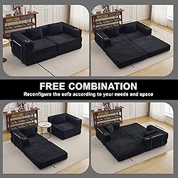 78" W Loveseat Sofa, 4 in 1 Convertible Floor Sofa