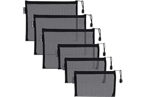 HRX Package Nylon Mesh Cosmetic Zipper Bags, 6PCS Black Makeup Pouches Travel Organizer Case for Purse Diaper Bag (A5 x 3pcs, A6 x 3pcs)