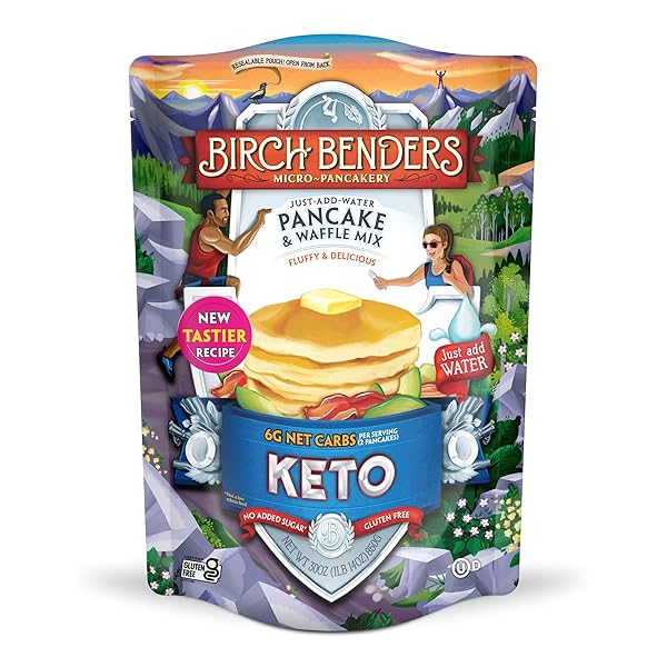KETO PANCAKE & WAFFLE MIX BY BIRCH BENDERS, HIGH PROTEIN, GLUTEN-FREE, MADE WITH ALMOND, JUST ADD WATER, 30 OZ (PACK OF 1)