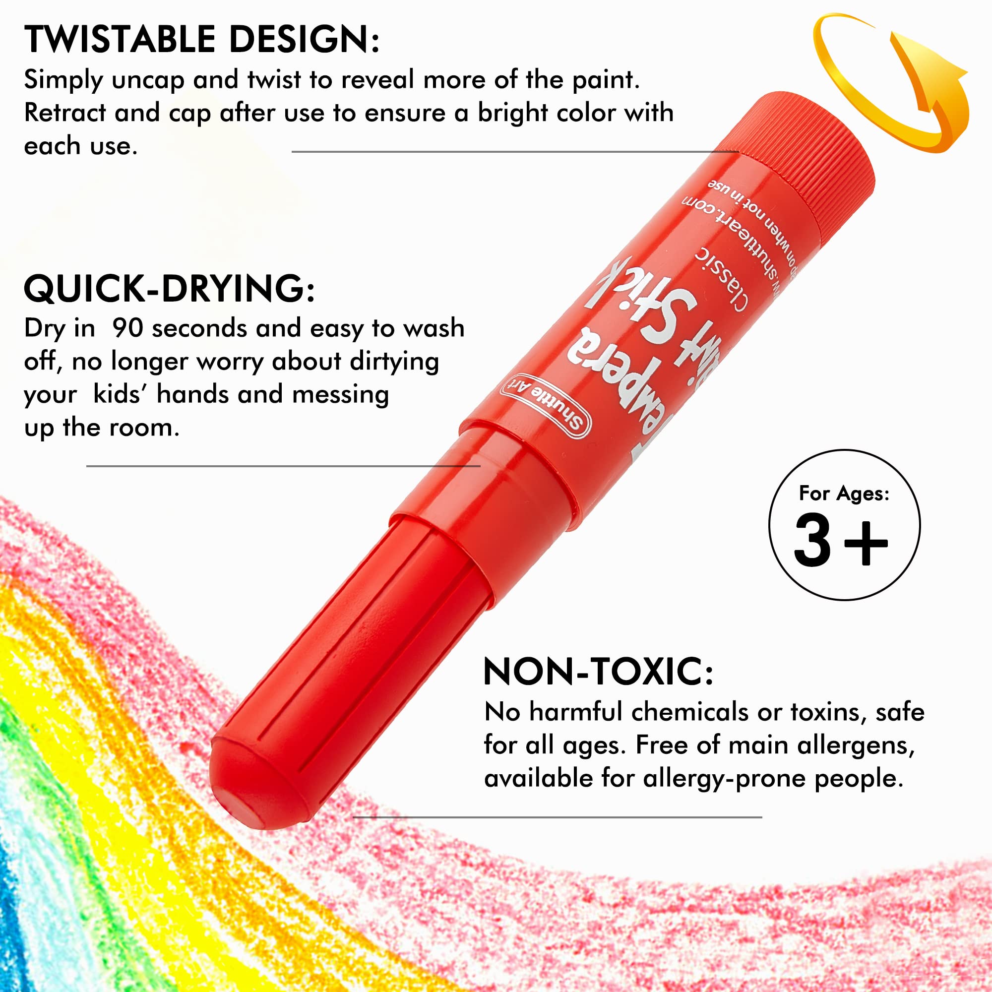Shuttle Art Tempera Paint Sticks - 30 Solid Colours - Quick Drying - Works Great on Paper, Wood, Glass, Ceramic, Canvas