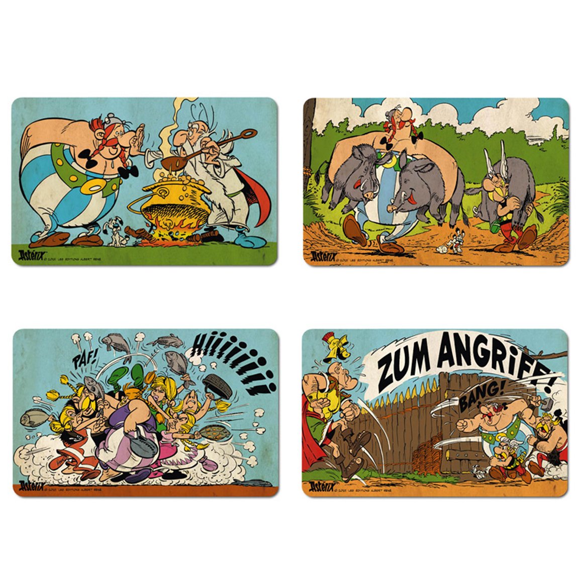 Logoshirt® Asterix I Obelix I Getafix I Breakfast Board I Chopping Board I 23x14cm I Set of 4 I Dishwasher Safe & Heat Resistant I Licensed