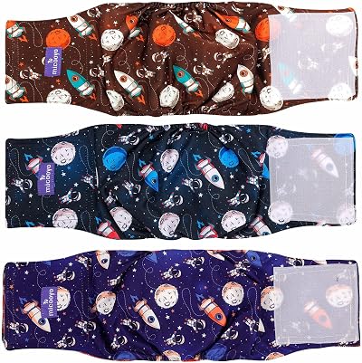 MICOOYO Belly Bands for Dogs Reusable Male Nappies 3 Pack Space M