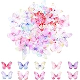 Ymapinc 60 Pcs Mini Butterflies for Crafts,Colorful Fabric 3D Butterfly Hair Clips Appliques Tiny Soft Silk DIY Clothing Hat Accessories Decorations for Fairy Women(10 color Each 6)