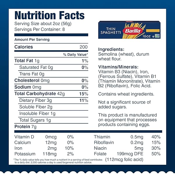 BARILLA THIN SPAGHETTI PASTA, 16 OZ. BOX – NON-GMO, MADE WITH DURUM WHEAT SEMOLINA – KOSHER CERTIFIED