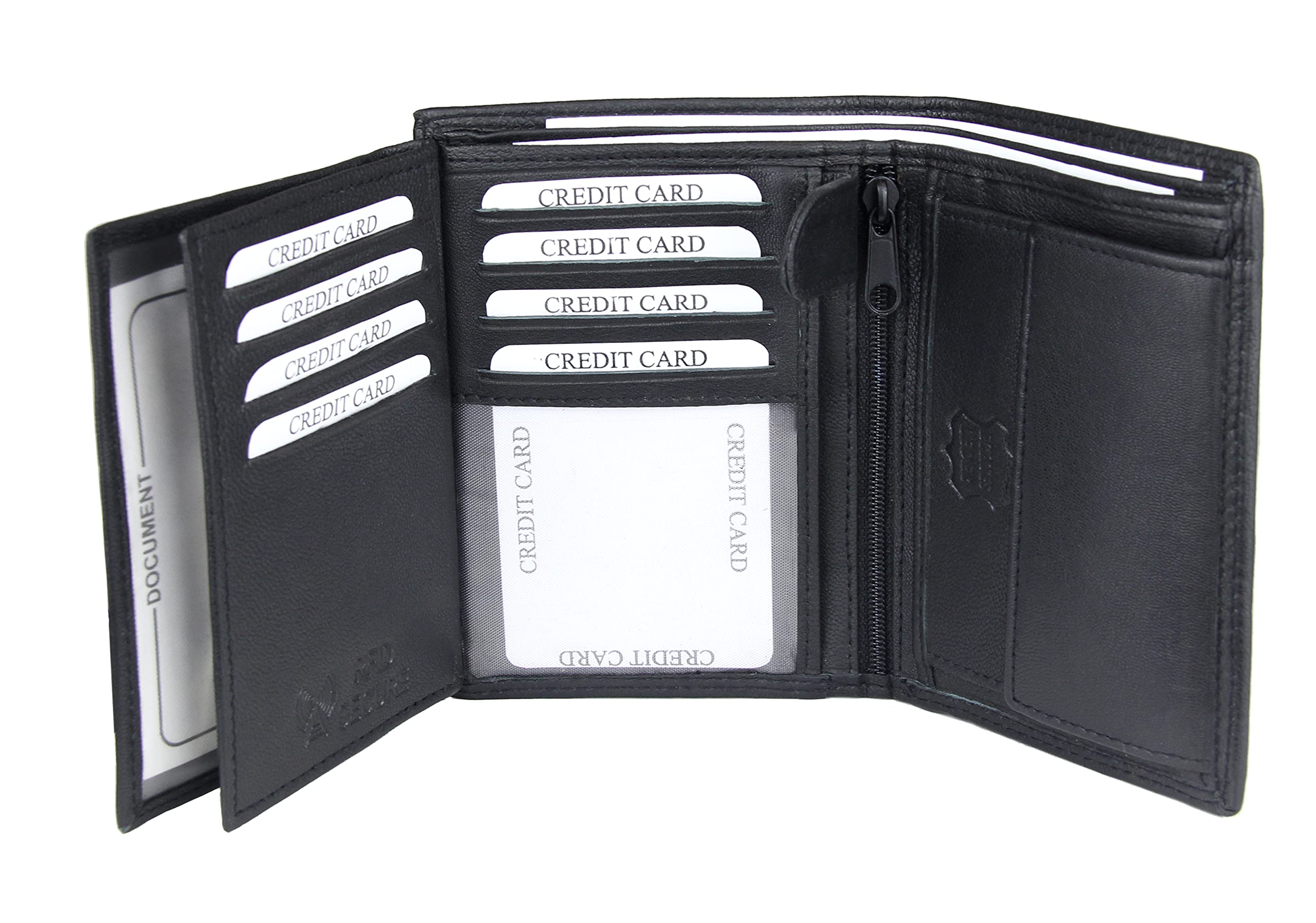 Frentree® Men's Leather Wallet with RFID Protection, 11 Card Slots, Portrait Format Wallet, Black