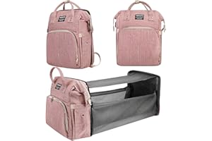 Veraste Diaper Bag Backpack, Baby Bags for Baby Girls, 2 in 1 Diaper Bag with Changing Station, Large Capacity Waterproof Travel Diaper Bag, Baby Bag for Mom, Pink