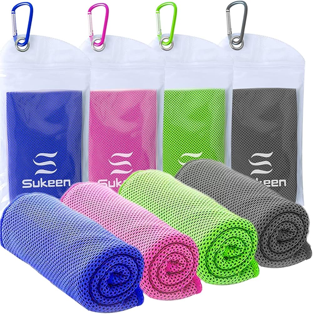 Sukeen 4 Pack Cooling Towel 40x12 Ice Towel Microfiber Yoga Gym Running