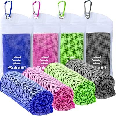Sukeen 4 Pack Cooling Towel 40x12 Ice Towel Microfiber Yoga Gym Running