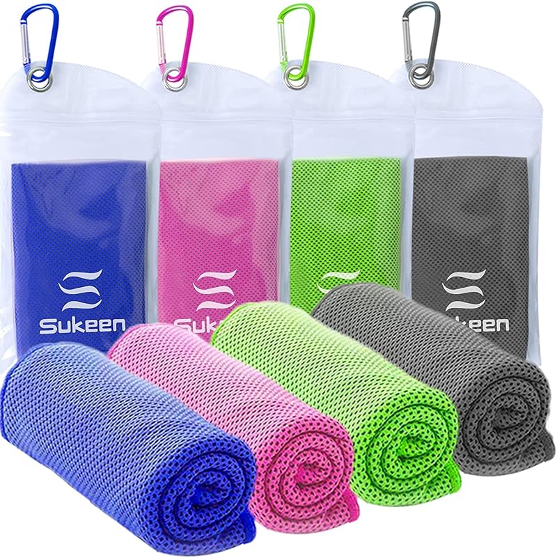 Sukeen 4 Pack Cooling Towel 40x12 Ice Towel Microfiber Yoga Gym Running