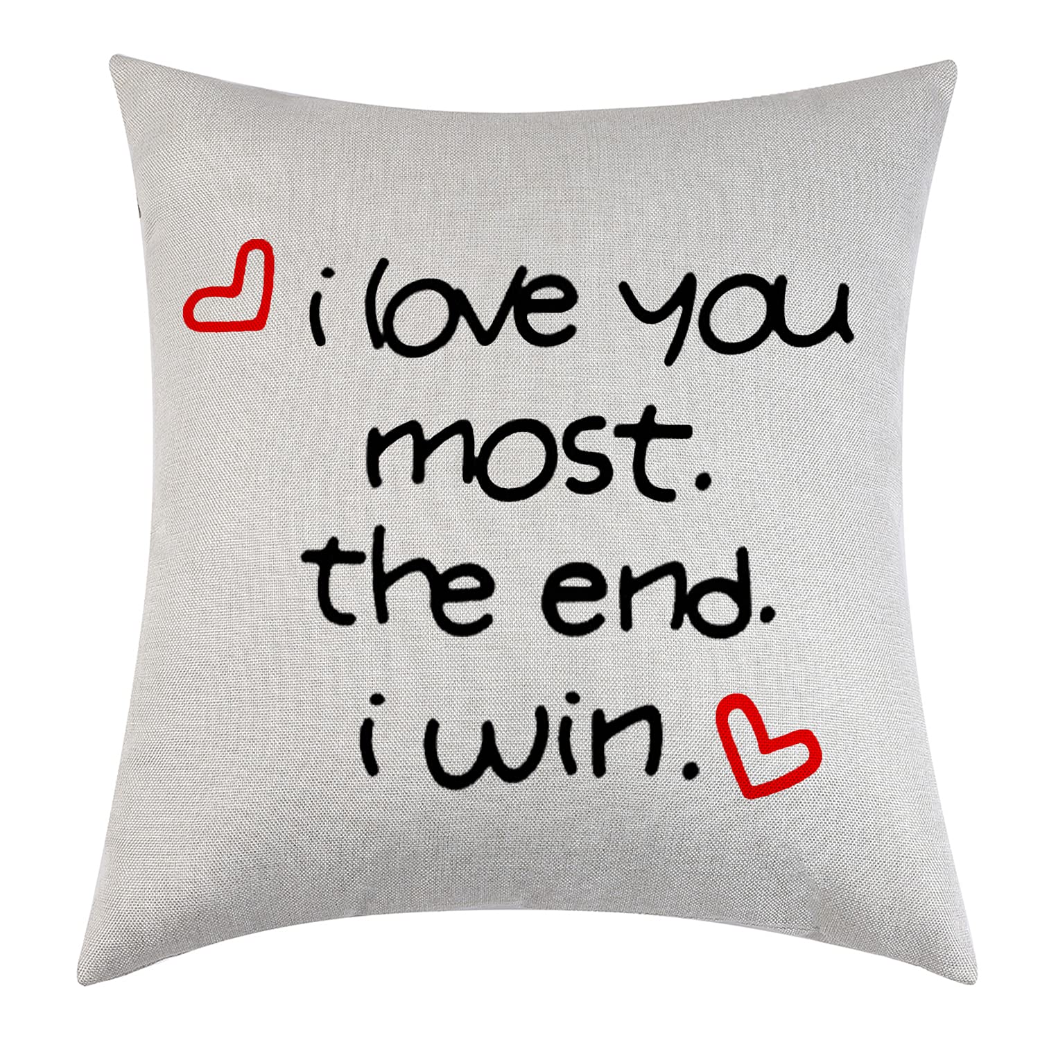 Couple Pillow Covers I Love You Most The End I Win Home Decorative Throw Pillow Case Gifts For Boyfriend Girlfriend Husband Wife Valentine's Day Birthday Gift (I love you most)