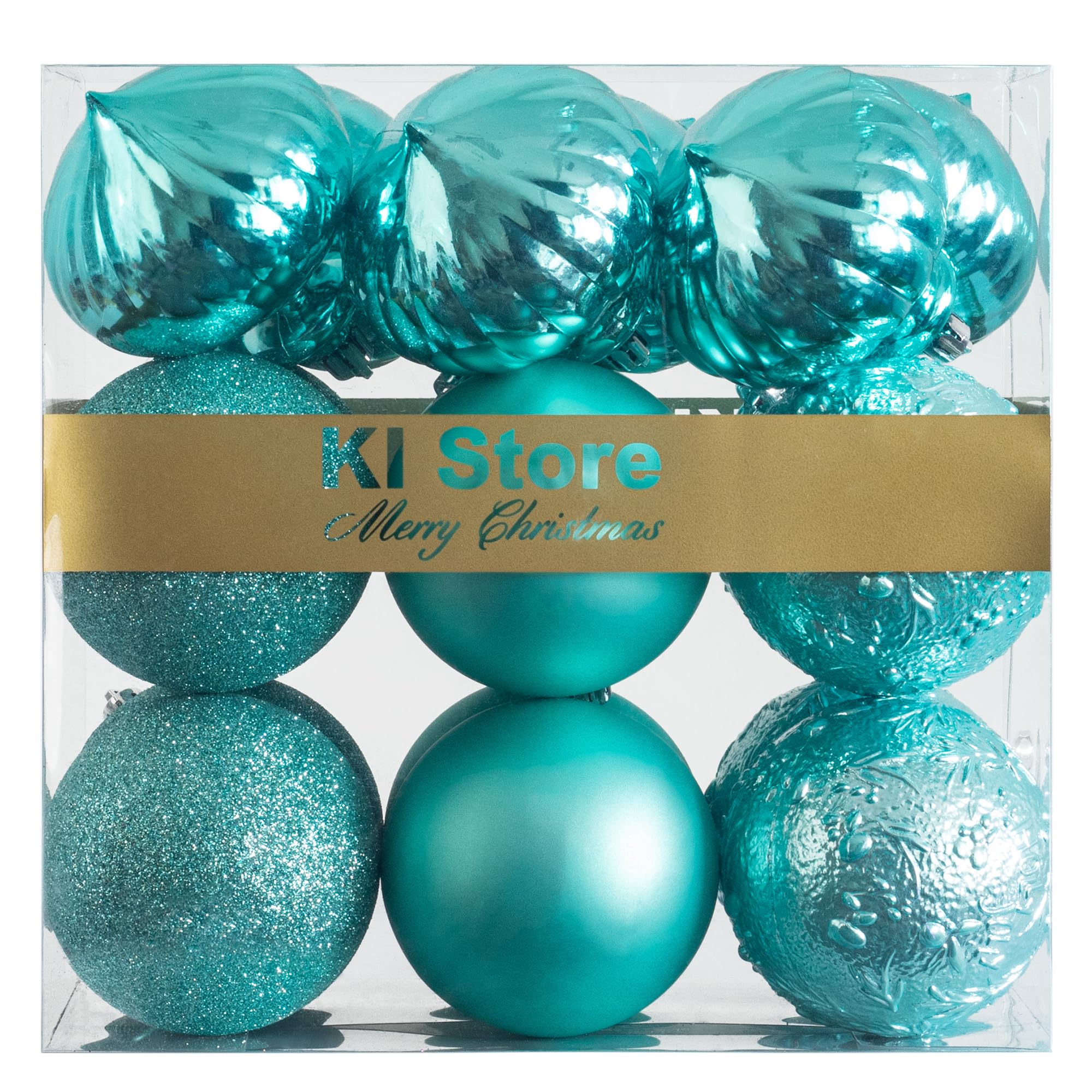 Teal Christmas Baubles Christmas Tree Decoration Ornaments 18pcs Shatterproof Balls for Xmas Hanging Decorations Festival Holiday Décor