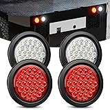 Nilight 4Inch Round Trailer Tail Light 4PCS White