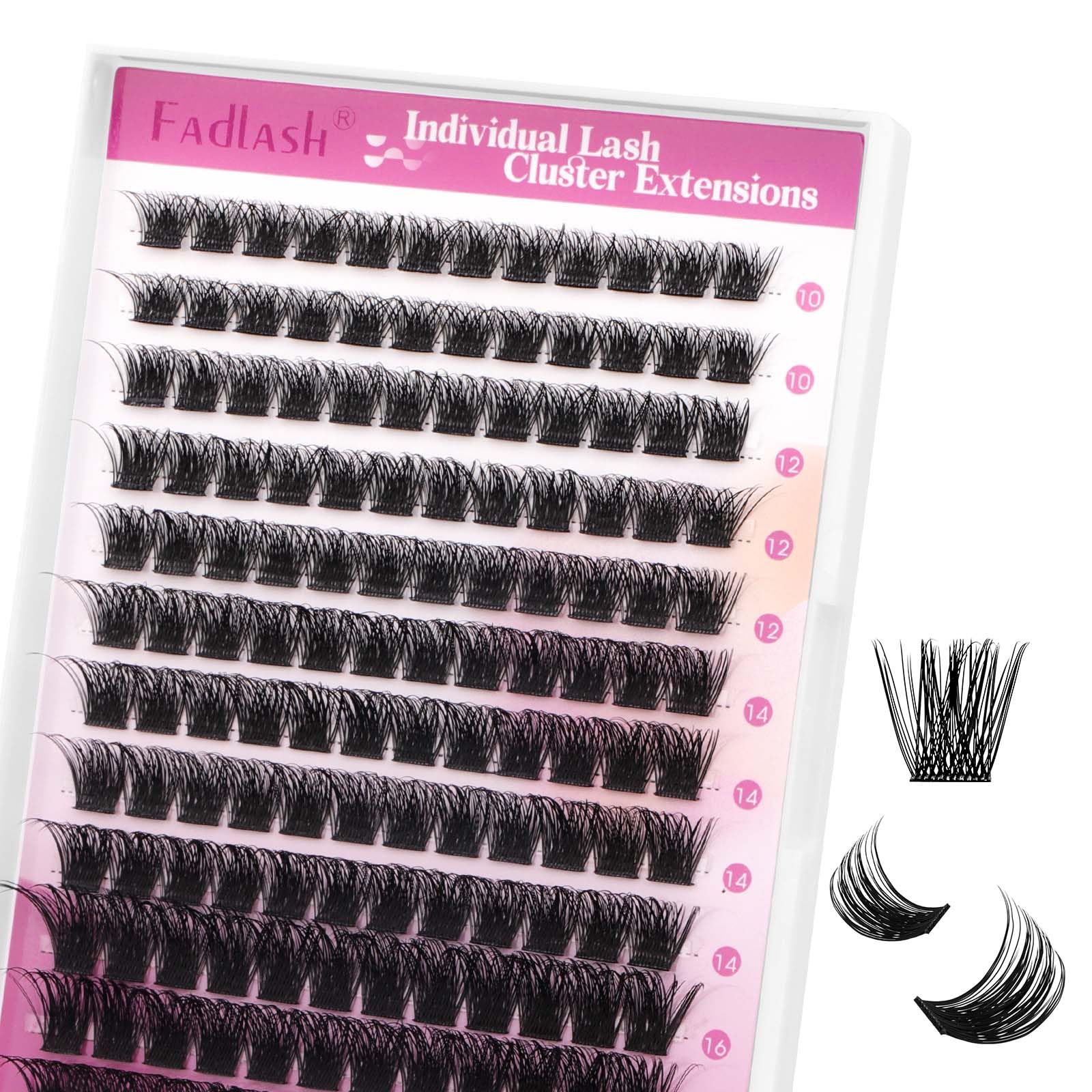 FADLASH J02-0.07D 10-16mm Mixed Clusters Natural Look Fluffy Wispy Volume Lashes Tray DIY Eyelash Extensions — image 1