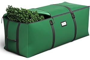 BROSYDA Christmas Tree Storage Bag, Fits Up to 9 Ft Artificial Christmas Tree with Buckle Straps & Dual Zippers & Handles, 600D PVC Durable Waterproof Material Protects from Dust (Green)