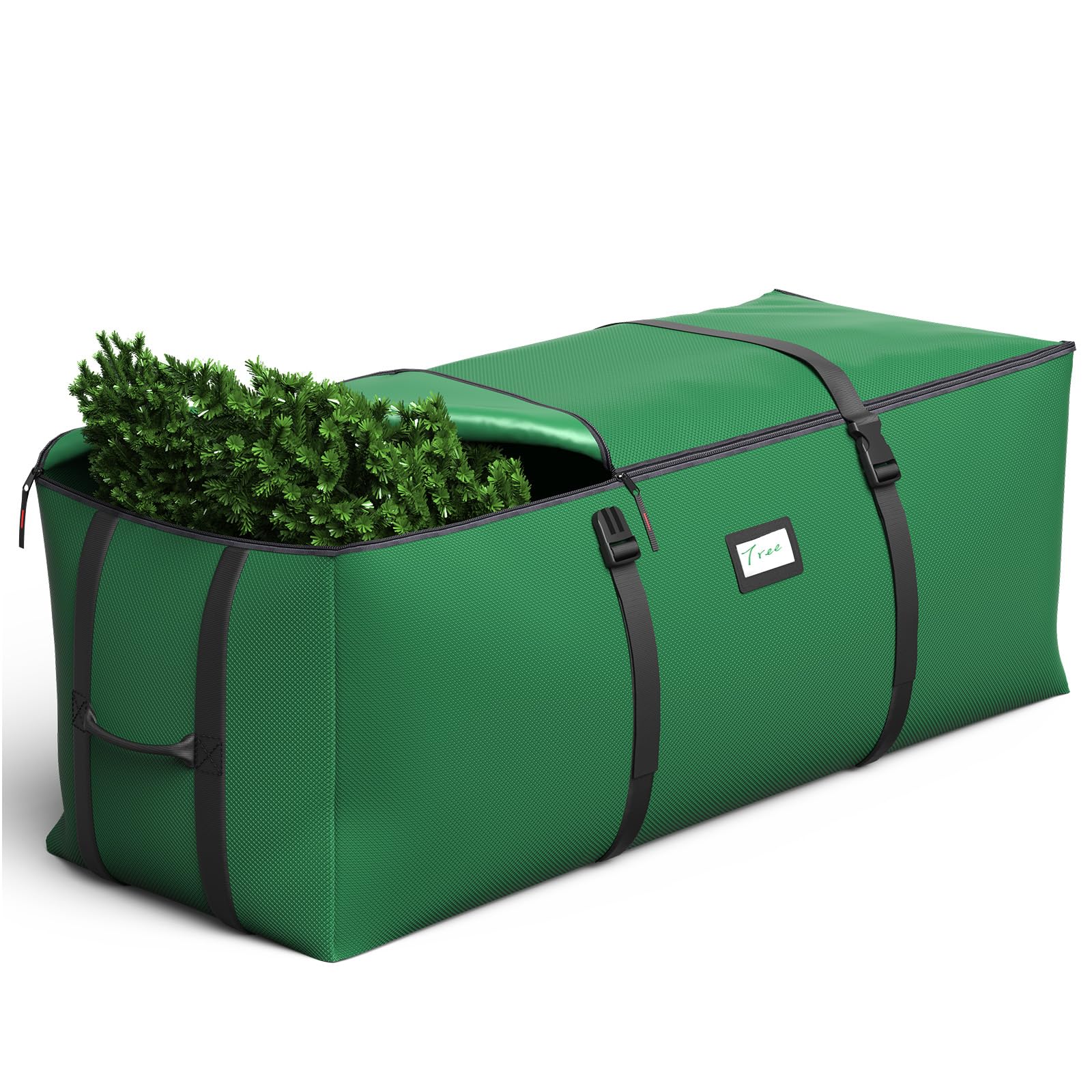 Photo 1 of **DIRT**BROSYDA 7.5Ft Christmas Tree Storage Bag, Fit up to Artificial Xmas Trees, with Double Zipper & Buckle Straps, Handles for Easy Carry, 600D Oxford Fabric Waterproof and Dustproof. (Green)