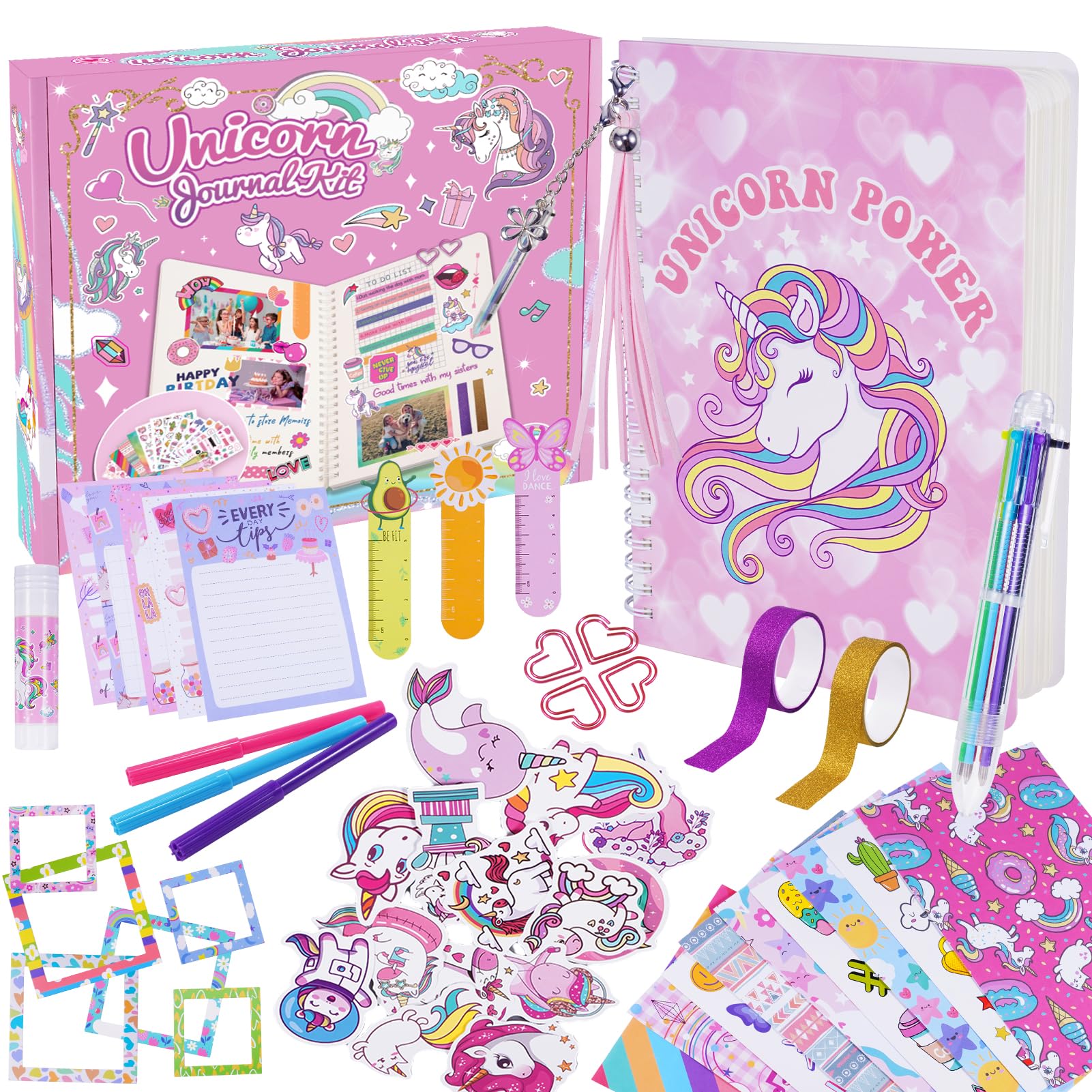 Anginne Unicorn Gifts for Girls Age 6-14, Scrapbook Kit Stocking Fillers for Teenage Girls Birthday Presents Art and Craft Kits for Kids Diary Gift for 6-13 Year Olds Girl, Stationery Set — image 1