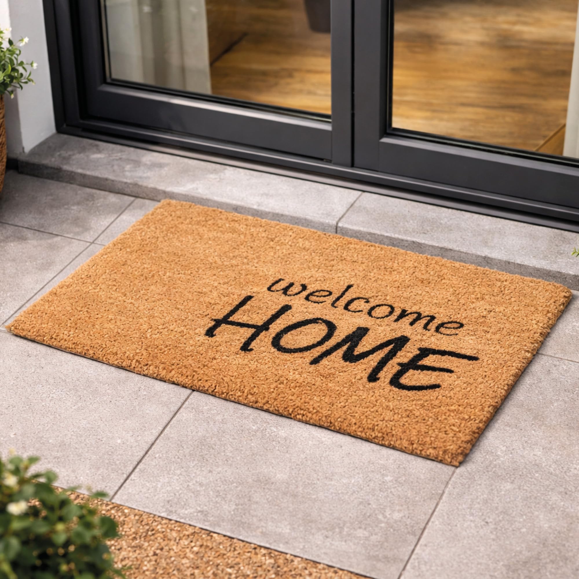Carpido Coconut Doormat Welcome Home Design - Clean Run 40 x 60 cm - Indoor Door Mat - Antibacterial Coconut Mat - Natural Material