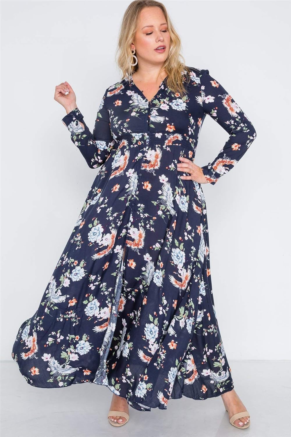 plus size button down maxi dress