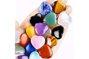 UFEEL 10pcs Natural Crystal Heart Love Shaped Healing Stones Polished Rocks Cute Mini Palm Chakra Gemstones Reiki Energy Balancing Stone for Meditation Birthday Gift 0.8 inch(20 mm)