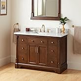 Signature Hardware 484350 Claudia 48" Single Basin Vanity Set with Mahogany Cabinet, Vanity Top and Rectangular Undermount Si