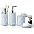 Amazon.com: VIRTUNE Pastel Blue Bathroom Accessories Set. Blue Bathroom ...