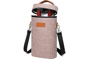 WITSTEP Wine Cooler Bag 2 Bottle, Insulated Wine Carrier Tote Bag with Padded Divider & Adjustable Shoulder Strap, Wine Bottle Tote for Travel, BYOB, Dinner, Party, Christmas | Wine Gift for Women, Men