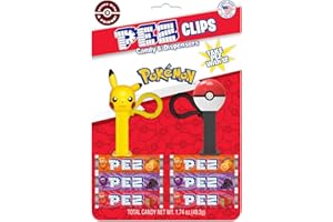 Pokemon PEZ Clips (Two mini PEZ Dispensers on keychain clip + six candy refills)