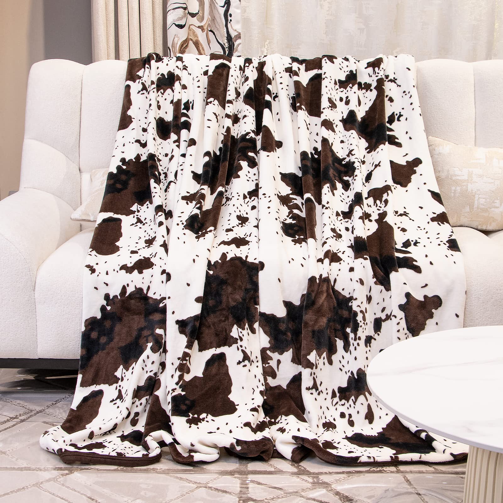 Cozy Throw Blanket Twin Size Black and White Cow