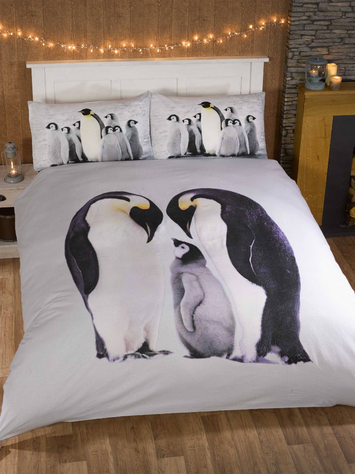 Rapport Home Quilt Duvet Cover and 2 Pillowcase Bed Set, Photographic Animal, Polyester-Cotton, White, Double