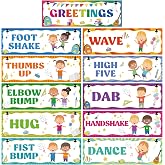11 Pcs Greeting Choice Classroom Rules Posters,Social Greeting Poster | Waterproof PVC Tear-Resistant Material, Vivid Cartoon Kid Friendly Design, Social Etiquette Cultivation, Classroom Decor