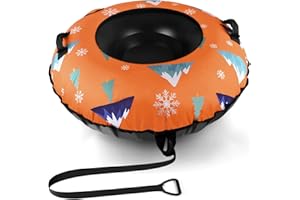BROTOU 48 Inch Snow Tube with Premium Canvas Cover & Towable Leash- Thicked Heavy Duty Inflatable Winter Snow Sled for Adult