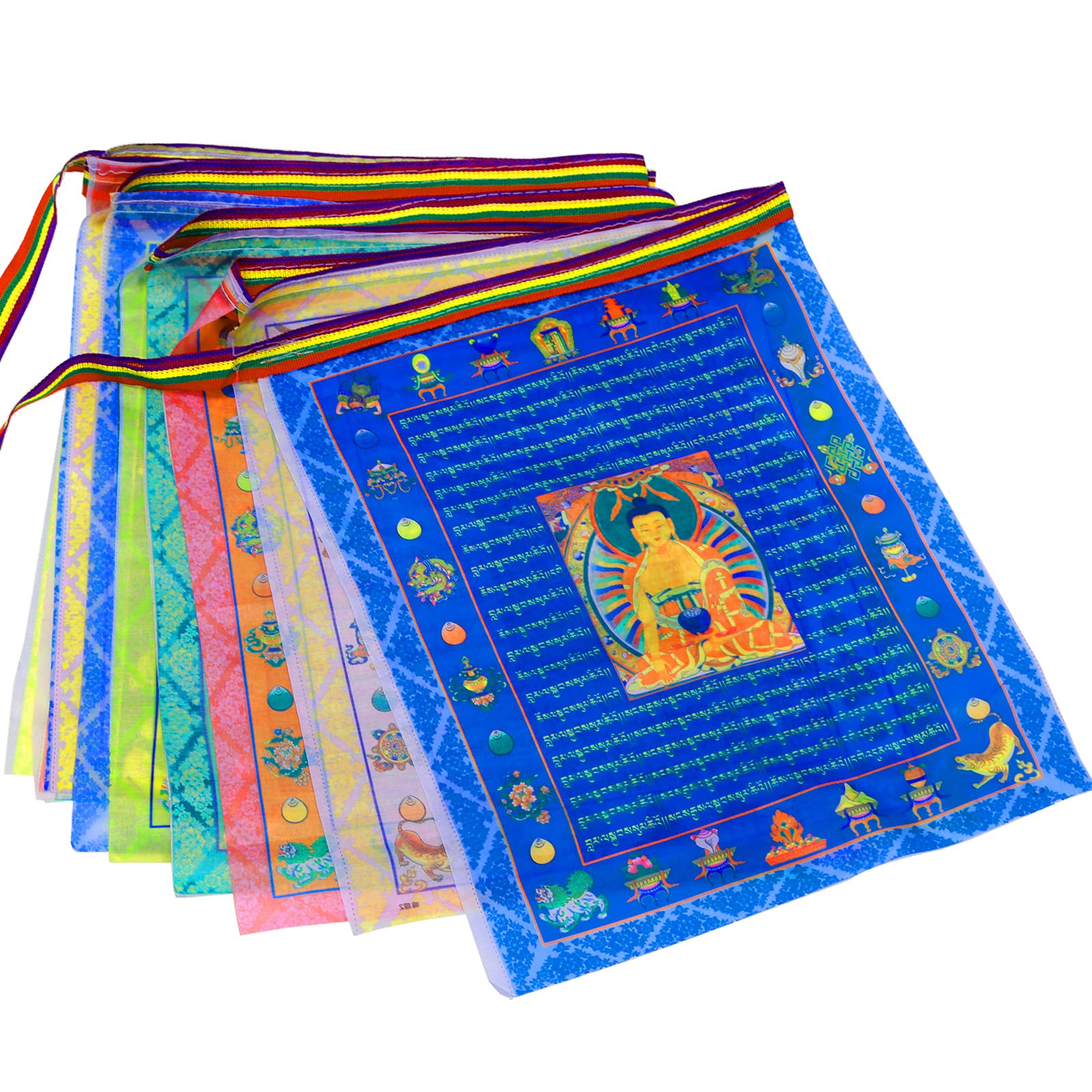 Tibetan Buddhist Prayer Flags (40pcs) Outdoor Meditation Flag-Traditional Five Elements Satin Wind Horse Lungta Prayer Flags,11x14 inches
