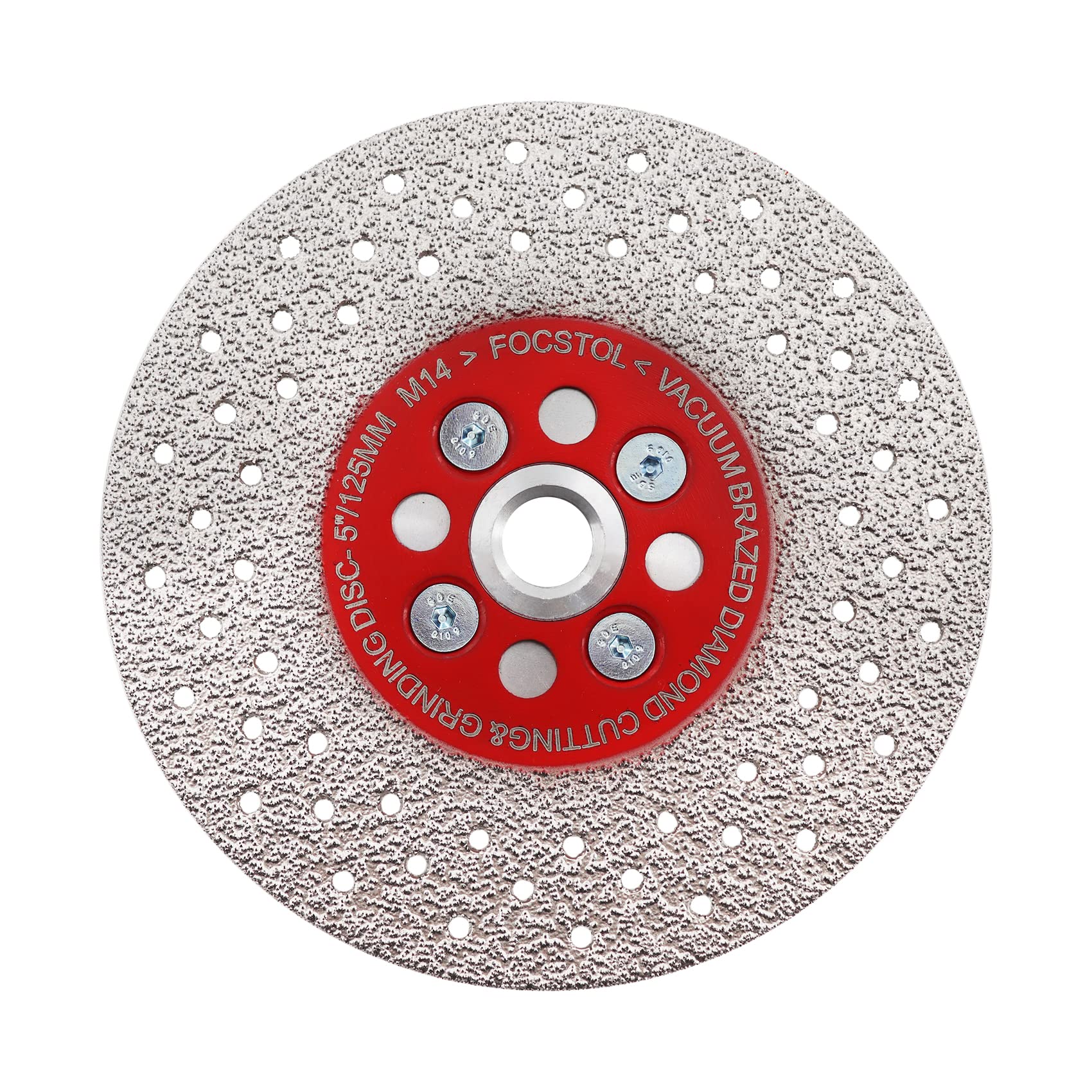 FOCSTOL Diamond Cutting Grinding Disc 125mm - Double Side Vacuum Brazed Diamond Blade for Granite Marble Porcelain Ceramic Tile M14 Thread