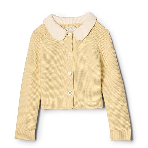 Amazon Essentials x Sofia Grainge Unisex Babies' Peter Pan Collar Sweater Jacket, Butter Yellow, 12 Months