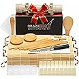Delamu Sushi Making Kit, 20 in 1 Bazooka Roller Kit with Chef’s Knife, Bamboo Mats, Rice Mold, Temaki Sushi Mats, Rice Paddle