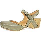 Dansko Tiffani Wedge Sandal for Women – Cushioned, Contoured Footbed for All-Day Comfort and Support – Hook & Loop Strap with Buckle Detail – Lightweight Rubber Outsole