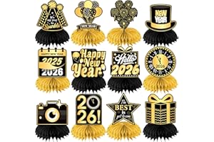 BISWITER 12pcs New Years Centerpiece, New Years Eve Centerpieces 2026, New Years Eve Table Decorations,3d Double Side New Year Table Centerpiece for Happy New Year Decorations 2026