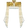 Cleopatra Headpiece Egyptian Headpiece for Women Egyptian Costume Accessories Beaded Headdress Cleopatra Costume Hat Cleopatra's Headdress Jewelry for Cosplay Party Carnival Halloween Gold Color