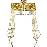 Cleopatra Headpiece Egyptian Headpiece for Women Egyptian Costume Accessories Beaded Headdress Cleopatra Costume Hat Cleopatra's Headdress Jewelry for Cosplay Party Carnival Halloween Gold Color