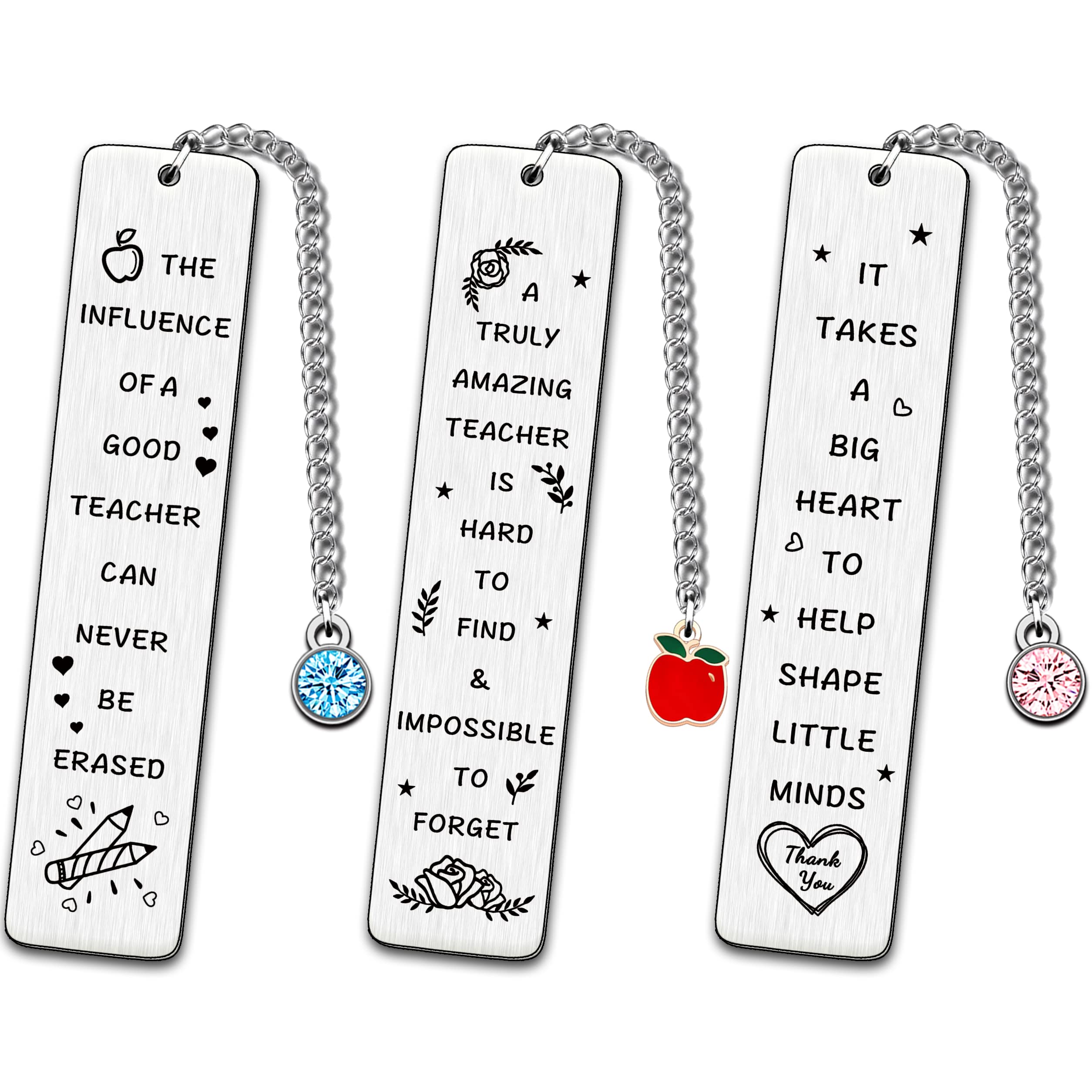 JMIMO Teacher Gifts for Women Men Thank You Teacher Appreciation Gifts Bookmarks Personalised Teacher Presents (3 PCS)