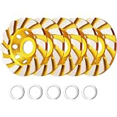 5 Pieces Diamond Cup Grinder 4 Inch Concrete Turbo Diamond Grinding Cup Wheel 12 Segs Heavy Duty Angle Grinder Wheels for Angle Grinder