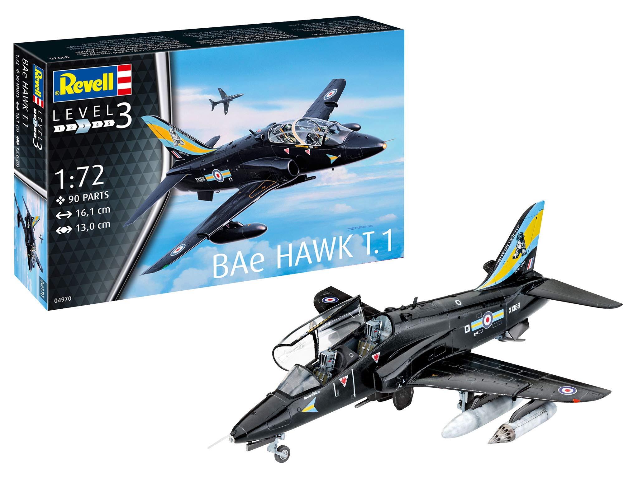 Revell Maquette BAe Hawk T.1, 1:72, kit de Construction 90 pièces, kit de bricolage à partir de 10 ans, modèle détaillé, Avion Militaire, réplique authentique